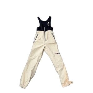 VTG Colmar 90's‎ Womens Ski Bib Pants Snow Overalls Beige Black Deadstock